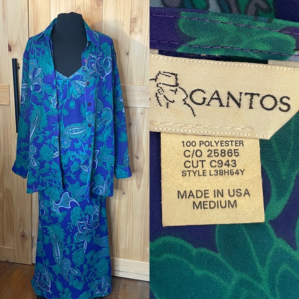 Vintage 90’s Gantos 3 piece tank, shirt & bias cut skirt . Made in USA . Medium